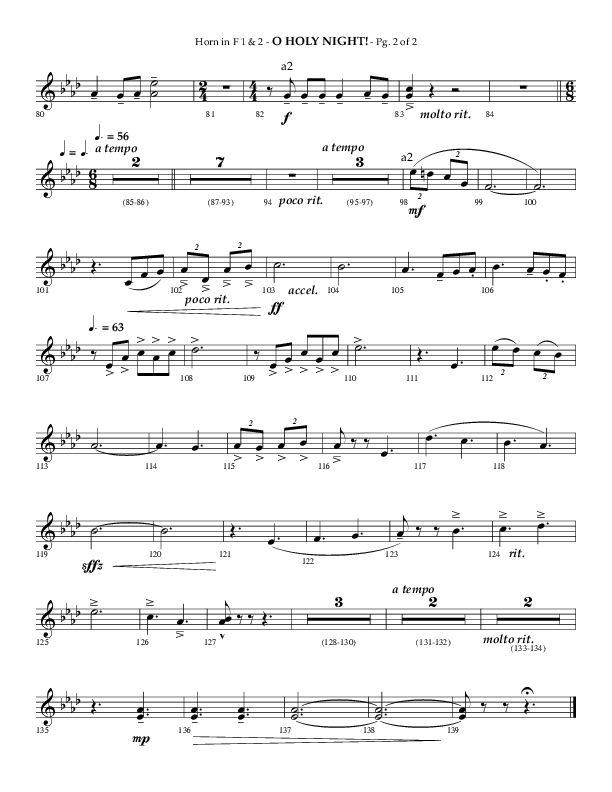 O Holy Night (Choral Anthem SATB) French Horn 1/2 (Arr. Phillip Keveren / Lifeway Choral)