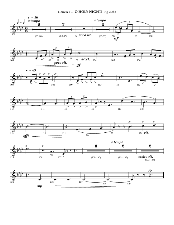 O Holy Night (Choral Anthem SATB) French Horn 3 (Arr. Phillip Keveren / Lifeway Choral)