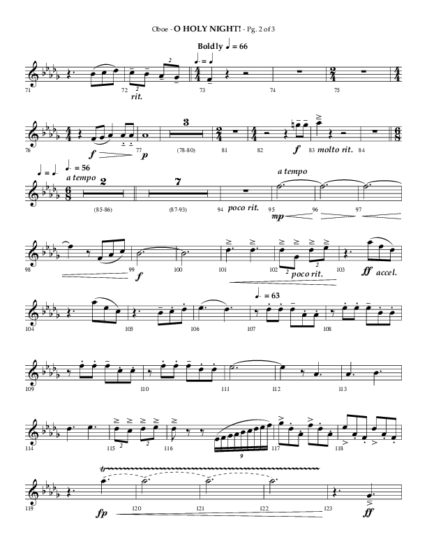 O Holy Night (Choral Anthem SATB) Oboe (Arr. Phillip Keveren / Lifeway Choral)