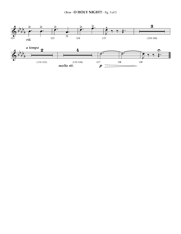 O Holy Night (Choral Anthem SATB) Oboe (Arr. Phillip Keveren / Lifeway Choral)