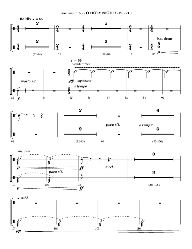 O Holy Night (Choral Anthem SATB) Percussion 1/2 (Arr. Phillip Keveren / Lifeway Choral)