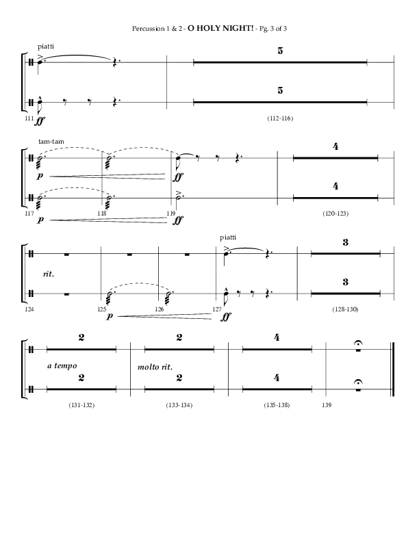 O Holy Night (Choral Anthem SATB) Percussion 1/2 (Arr. Phillip Keveren / Lifeway Choral)
