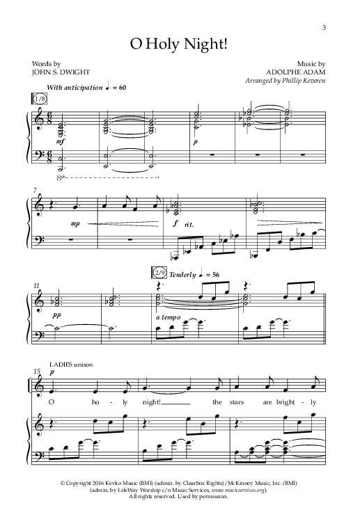 O Holy Night (Choral Anthem SATB) Anthem (SATB/Piano) (Arr. Phillip Keveren / Lifeway Choral)