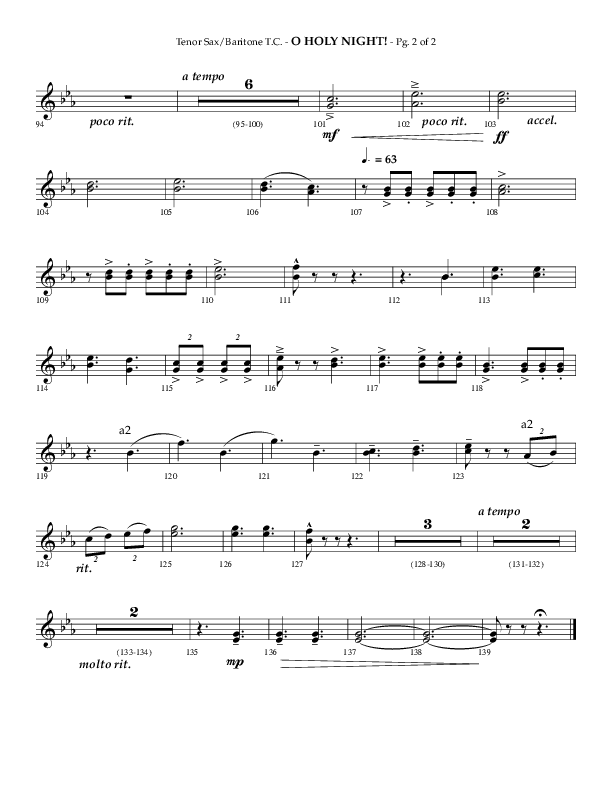 O Holy Night (Choral Anthem SATB) Tenor Sax/Baritone T.C. (Arr. Phillip Keveren / Lifeway Choral)