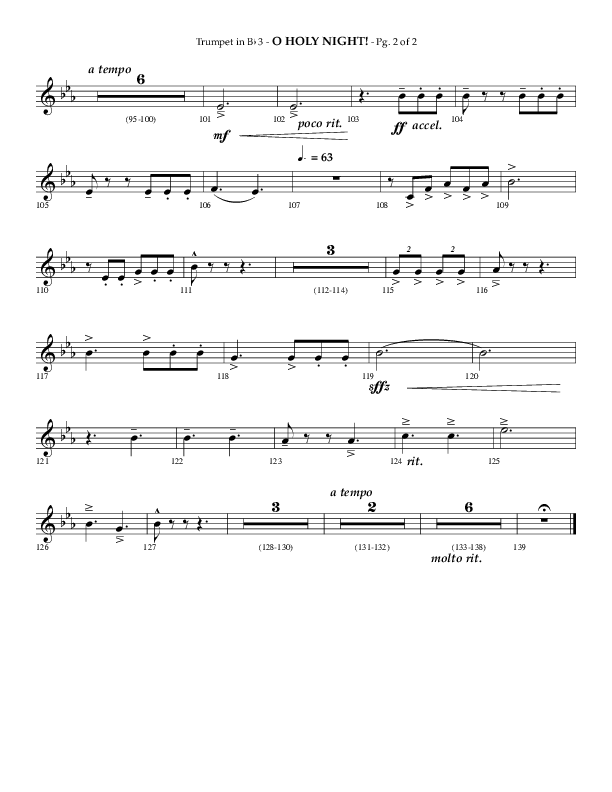 O Holy Night (Choral Anthem SATB) Trumpet 3 (Arr. Phillip Keveren / Lifeway Choral)