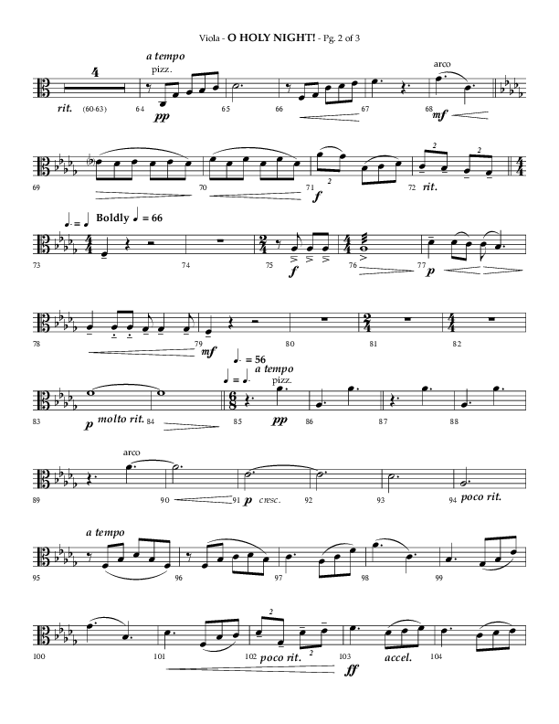 O Holy Night (Choral Anthem SATB) Viola (Arr. Phillip Keveren / Lifeway Choral)