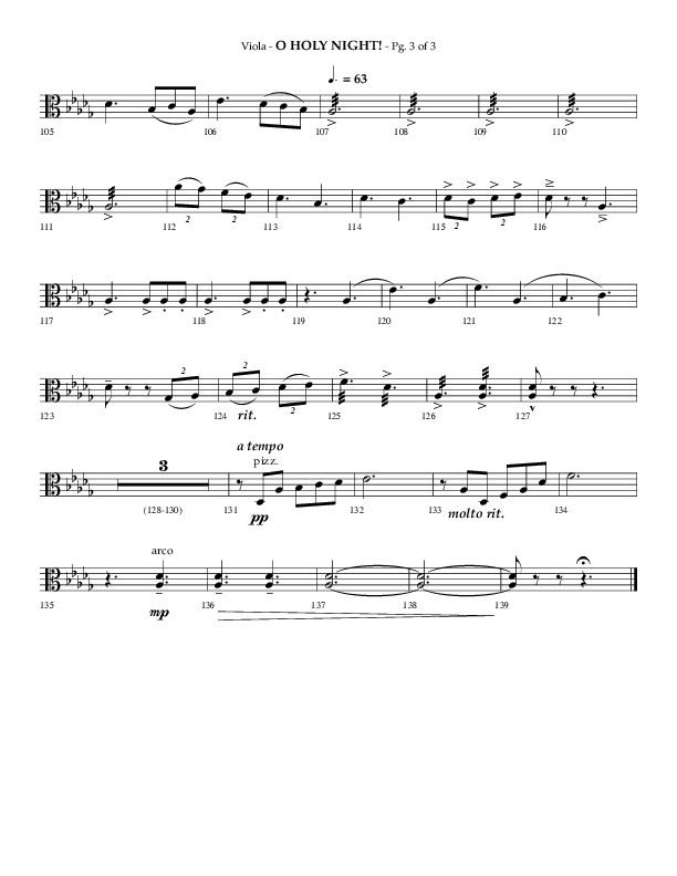 O Holy Night (Choral Anthem SATB) Viola (Arr. Phillip Keveren / Lifeway Choral)