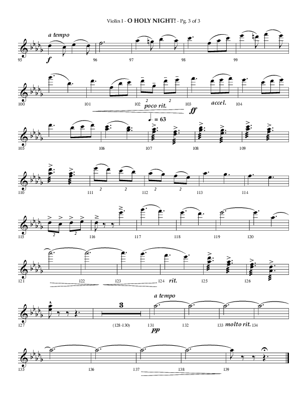 O Holy Night (Choral Anthem SATB) Violin 1 (Arr. Phillip Keveren / Lifeway Choral)
