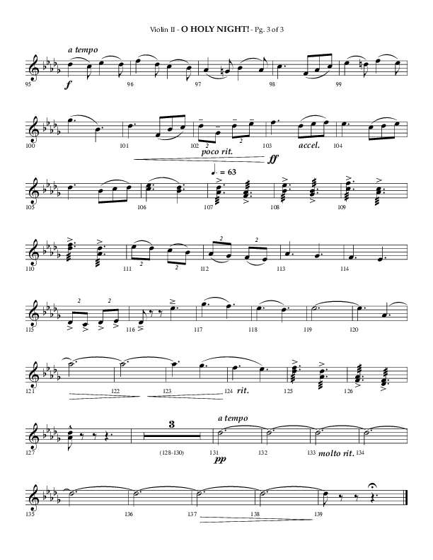 O Holy Night (Choral Anthem SATB) Violin 2 (Arr. Phillip Keveren / Lifeway Choral)