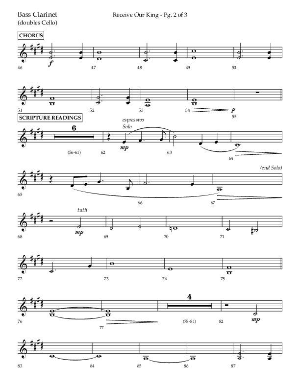 Receive Our King (Choral Anthem SATB) Bass Clarinet (Lifeway Choral / Arr. Craig Adams / Arr. Ken Barker / Arr. Danny Zaloudik)