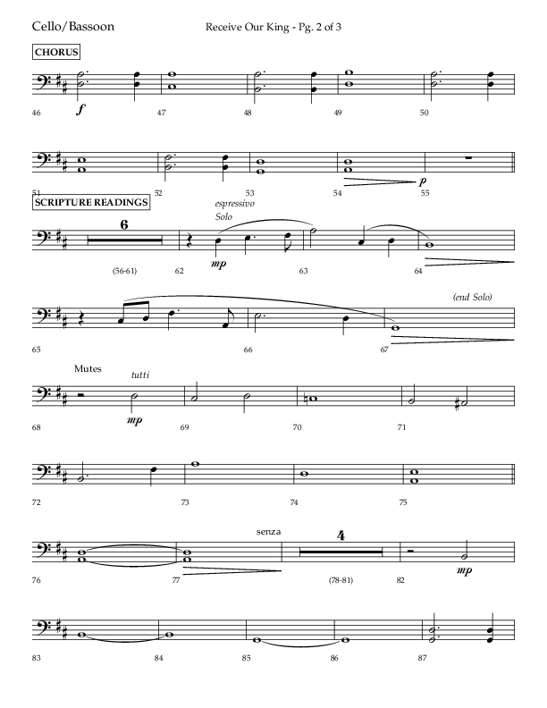 Receive Our King (Choral Anthem SATB) Cello (Lifeway Choral / Arr. Craig Adams / Arr. Ken Barker / Arr. Danny Zaloudik)
