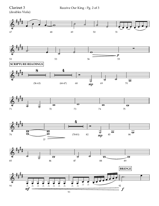 Receive Our King (Choral Anthem SATB) Clarinet 3 (Lifeway Choral / Arr. Craig Adams / Arr. Ken Barker / Arr. Danny Zaloudik)