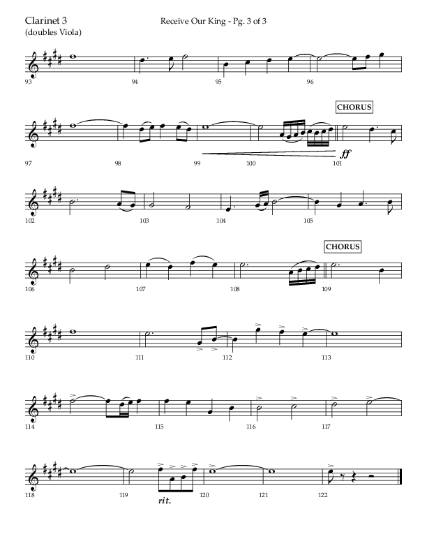 Receive Our King (Choral Anthem SATB) Clarinet 3 (Lifeway Choral / Arr. Craig Adams / Arr. Ken Barker / Arr. Danny Zaloudik)