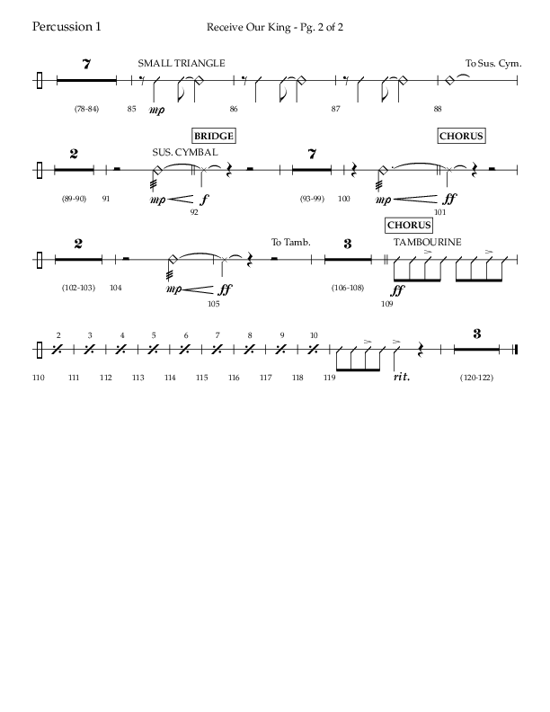 Receive Our King (Choral Anthem SATB) Percussion 1/2 (Lifeway Choral / Arr. Craig Adams / Arr. Ken Barker / Arr. Danny Zaloudik)