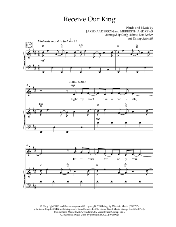 Receive Our King (Choral Anthem SATB) Anthem (SATB/Piano) (Lifeway Choral / Arr. Craig Adams / Arr. Ken Barker / Arr. Danny Zaloudik)