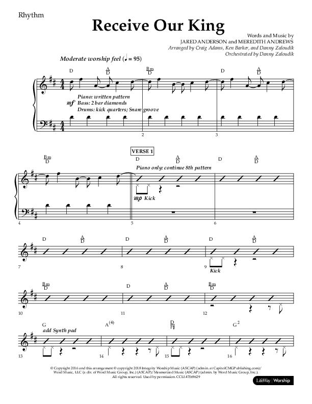 Receive Our King (Choral Anthem SATB) Lead Melody & Rhythm (Lifeway Choral / Arr. Craig Adams / Arr. Ken Barker / Arr. Danny Zaloudik)