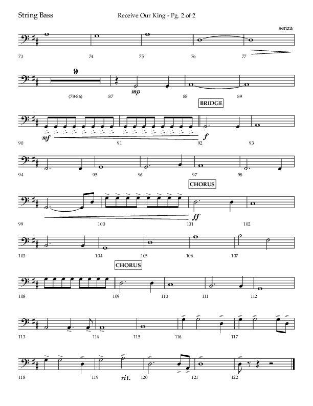Receive Our King (Choral Anthem SATB) String Bass (Lifeway Choral / Arr. Craig Adams / Arr. Ken Barker / Arr. Danny Zaloudik)