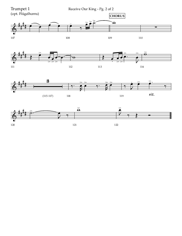 Receive Our King (Choral Anthem SATB) Trumpet 1 (Lifeway Choral / Arr. Craig Adams / Arr. Ken Barker / Arr. Danny Zaloudik)