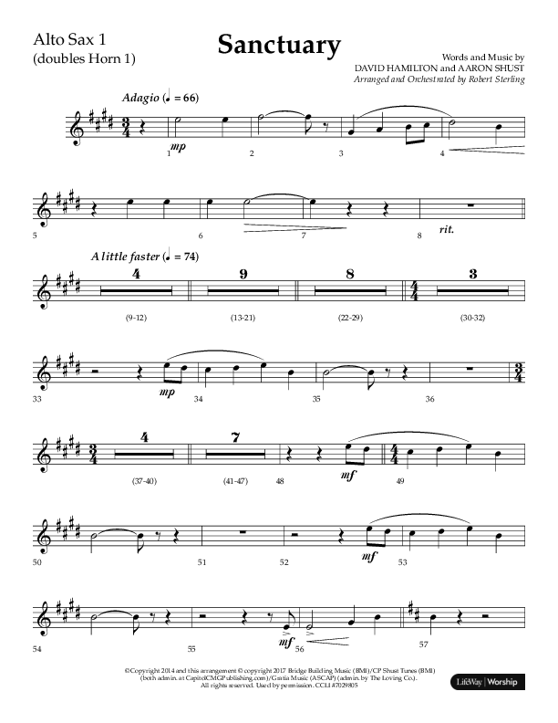 Sanctuary (Choral Anthem SATB) Alto Sax (Arr. Robert Sterling / Lifeway Choral)