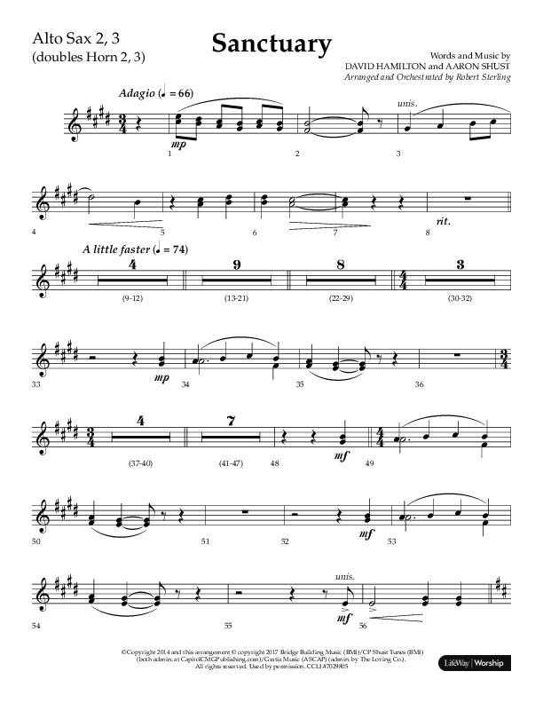 Sanctuary (Choral Anthem SATB) Alto Sax (Arr. Robert Sterling / Lifeway Choral)