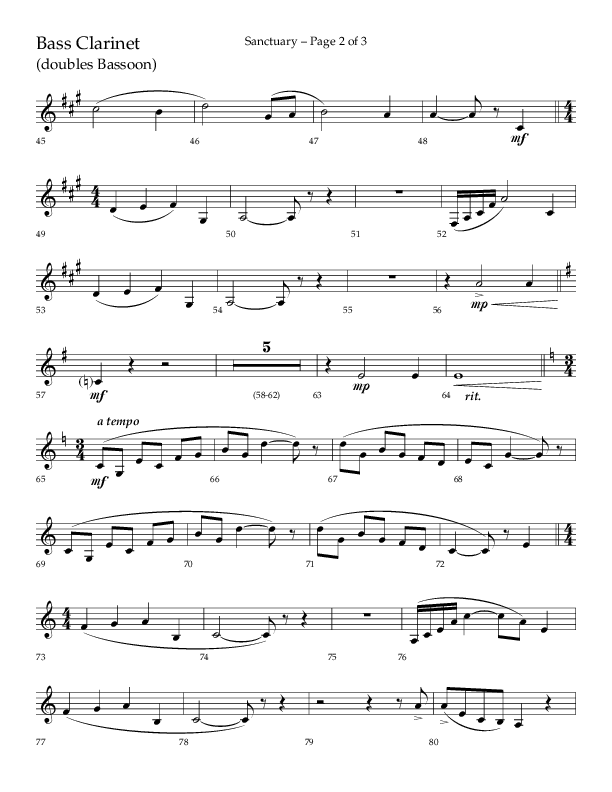 Sanctuary (Choral Anthem SATB) Bass Clarinet (Arr. Robert Sterling / Lifeway Choral)