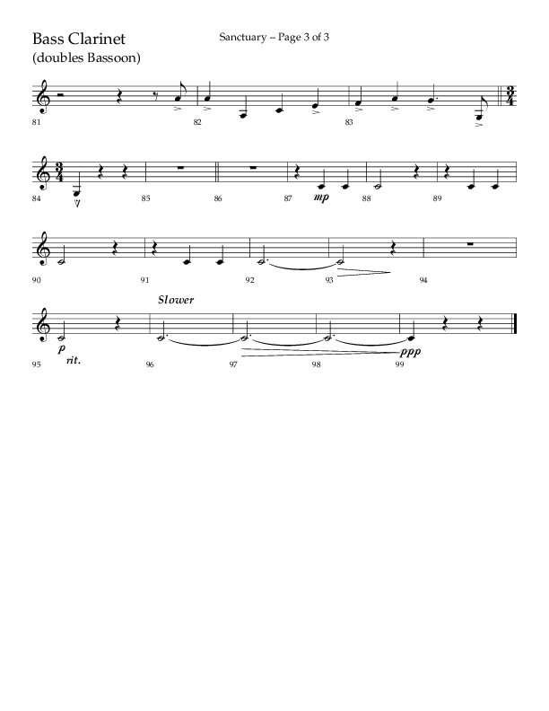 Sanctuary (Choral Anthem SATB) Bass Clarinet (Arr. Robert Sterling / Lifeway Choral)