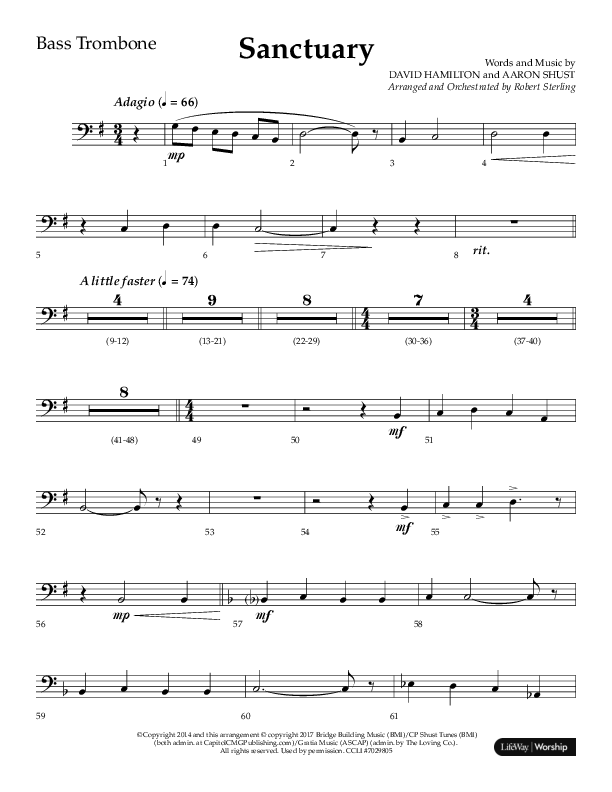 Sanctuary (Choral Anthem SATB) Bass Trombone (Arr. Robert Sterling / Lifeway Choral)