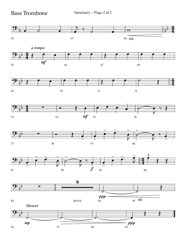 Sanctuary (Choral Anthem SATB) Bass Trombone (Arr. Robert Sterling / Lifeway Choral)