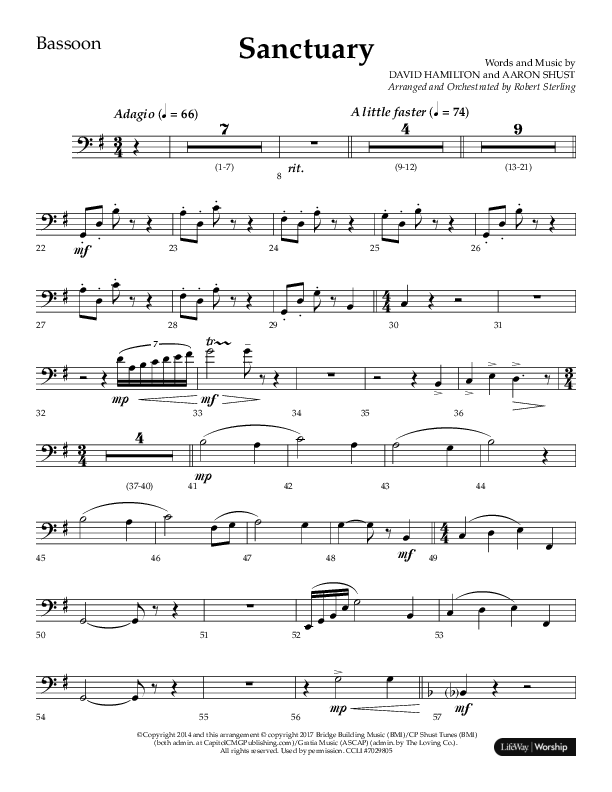 Sanctuary (Choral Anthem SATB) Bassoon (Arr. Robert Sterling / Lifeway Choral)