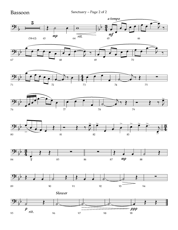 Sanctuary (Choral Anthem SATB) Bassoon (Arr. Robert Sterling / Lifeway Choral)