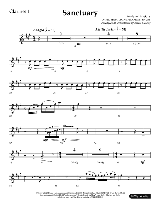 Sanctuary (Choral Anthem SATB) Clarinet 1/2 (Arr. Robert Sterling / Lifeway Choral)