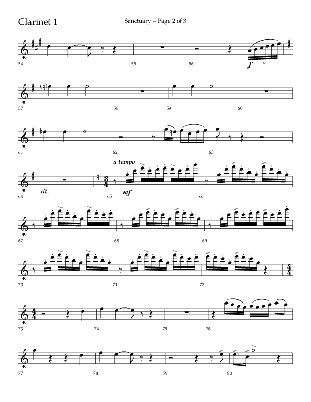 Sanctuary (Choral Anthem SATB) Clarinet 1/2 (Arr. Robert Sterling / Lifeway Choral)