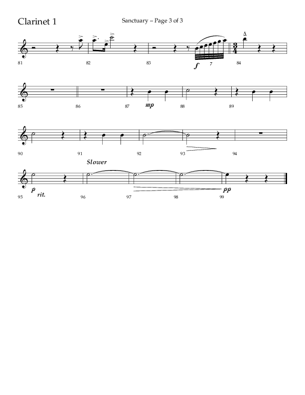 Sanctuary (Choral Anthem SATB) Clarinet 1/2 (Arr. Robert Sterling / Lifeway Choral)