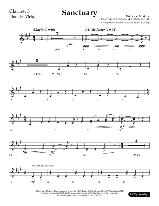 Sanctuary (Choral Anthem SATB) Clarinet 3 (Arr. Robert Sterling / Lifeway Choral)