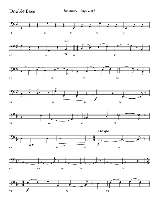 Sanctuary (Choral Anthem SATB) Double Bass (Arr. Robert Sterling / Lifeway Choral)