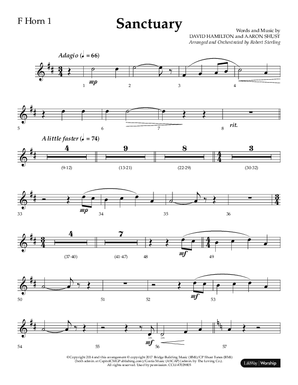 Sanctuary (Choral Anthem SATB) French Horn 1 (Arr. Robert Sterling / Lifeway Choral)
