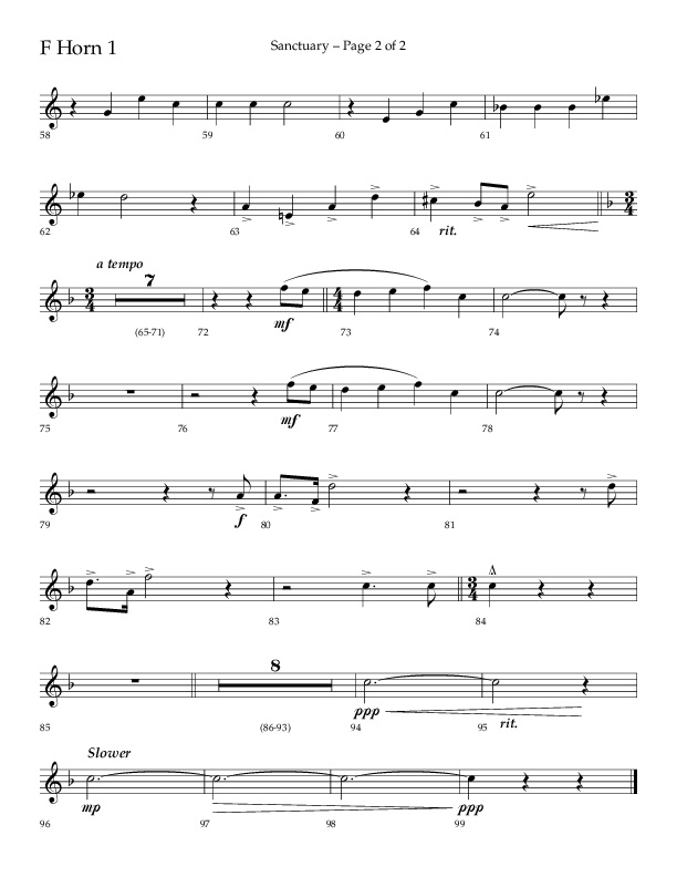 Sanctuary (Choral Anthem SATB) French Horn 1 (Arr. Robert Sterling / Lifeway Choral)