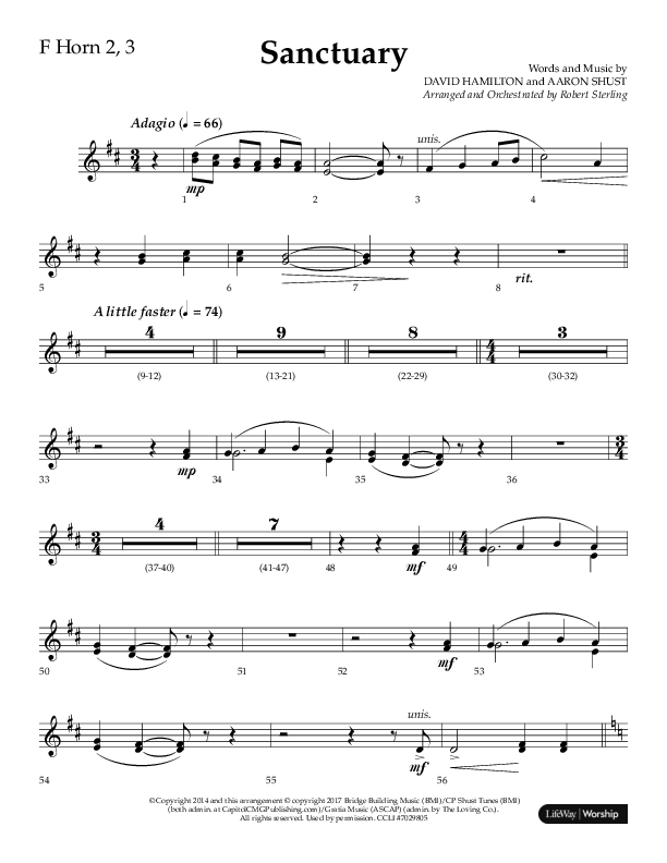 Sanctuary (Choral Anthem SATB) French Horn 2 (Arr. Robert Sterling / Lifeway Choral)