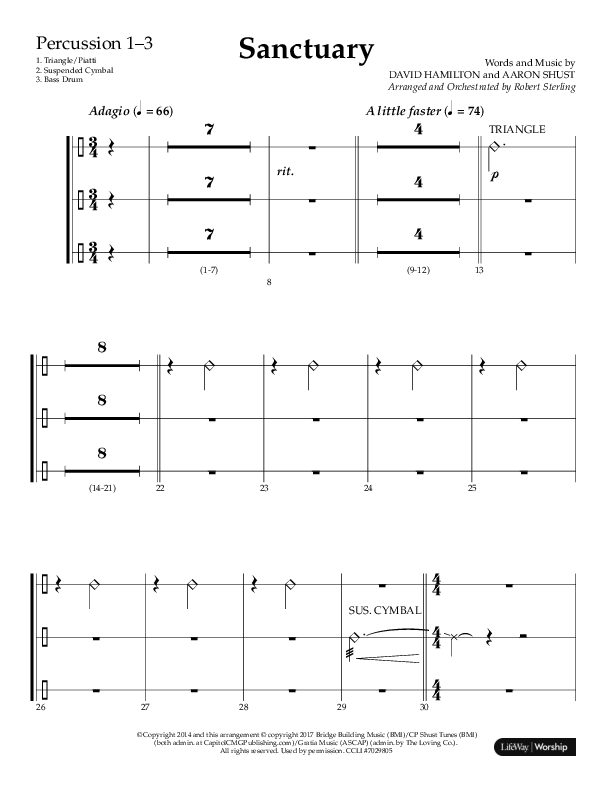 Sanctuary (Choral Anthem SATB) Percussion 1/2 (Arr. Robert Sterling / Lifeway Choral)