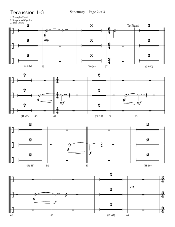 Sanctuary (Choral Anthem SATB) Percussion 1/2 (Arr. Robert Sterling / Lifeway Choral)