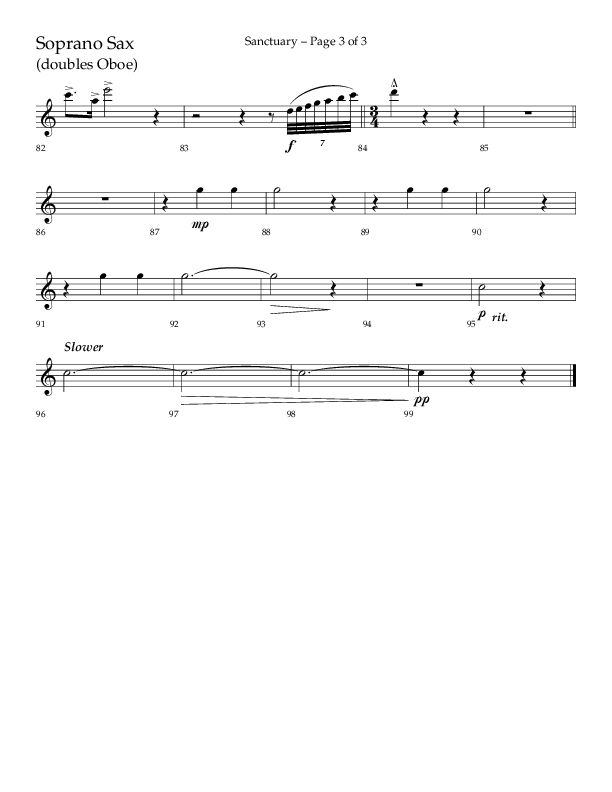 Sanctuary (Choral Anthem SATB) Soprano Sax (Arr. Robert Sterling / Lifeway Choral)