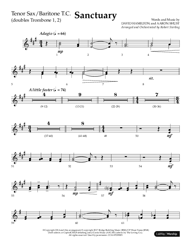 Sanctuary (Choral Anthem SATB) Tenor Sax/Baritone T.C. (Arr. Robert Sterling / Lifeway Choral)