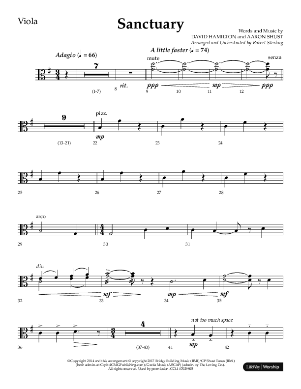 Sanctuary (Choral Anthem SATB) Viola (Arr. Robert Sterling / Lifeway Choral)