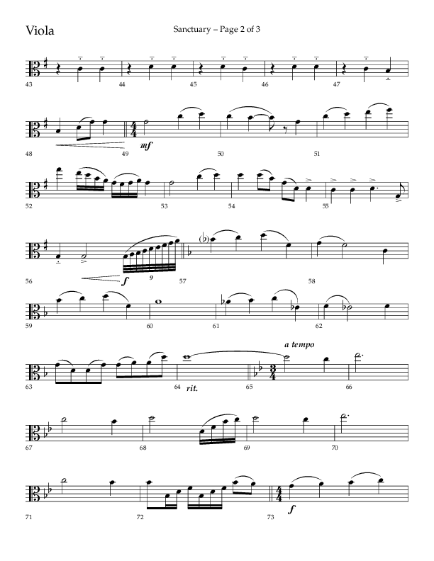 Sanctuary (Choral Anthem SATB) Viola (Arr. Robert Sterling / Lifeway Choral)
