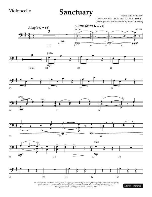 Sanctuary (Choral Anthem SATB) Violincello (Arr. Robert Sterling / Lifeway Choral)