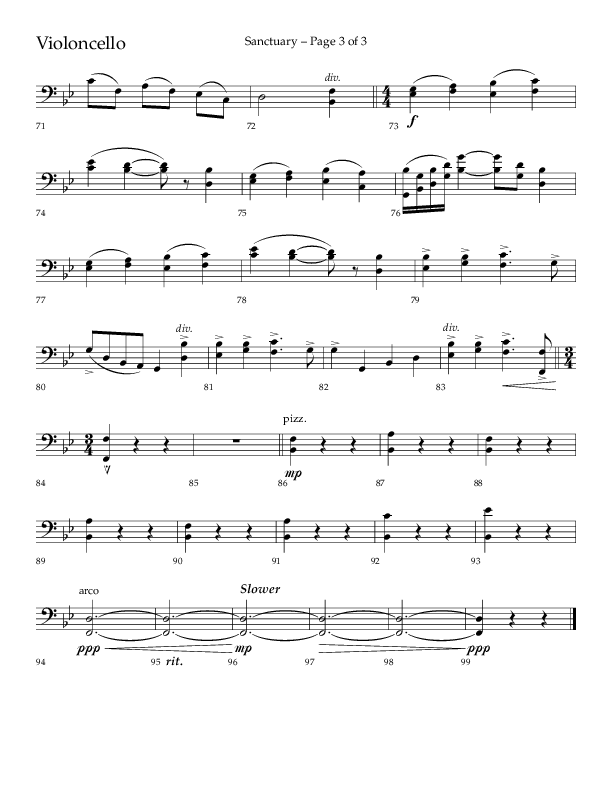 Sanctuary (Choral Anthem SATB) Violincello (Arr. Robert Sterling / Lifeway Choral)