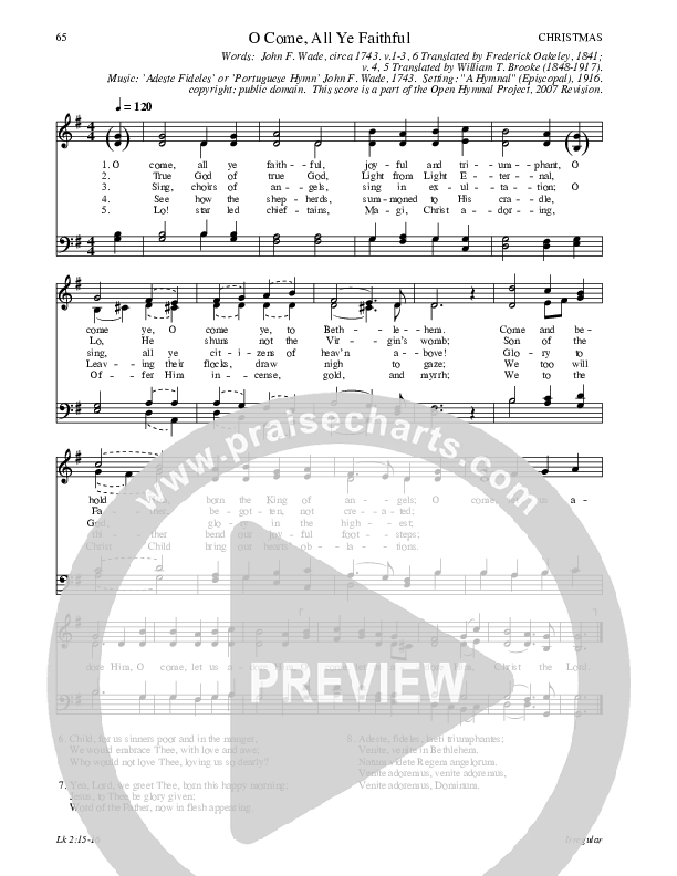 O Come All Ye Faithful Hymn Sheet (SATB) (Traditional Hymn)
