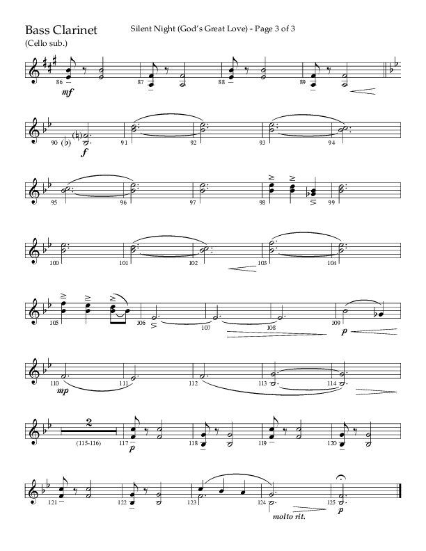 Silent Night (God’s Great Love) (Choral Anthem SATB) Bass Clarinet (Arr. Cliff Duren / Lifeway Choral)