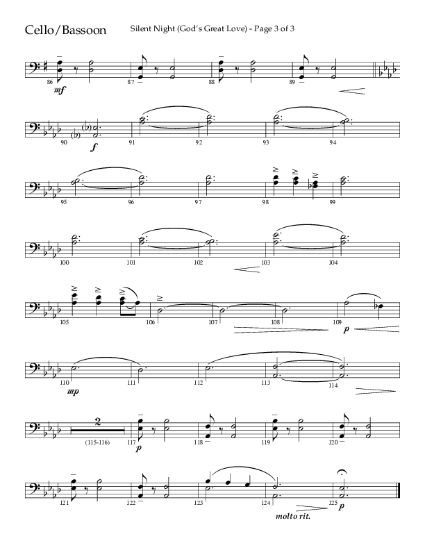 Silent Night (God’s Great Love) (Choral Anthem SATB) Cello (Arr. Cliff Duren / Lifeway Choral)