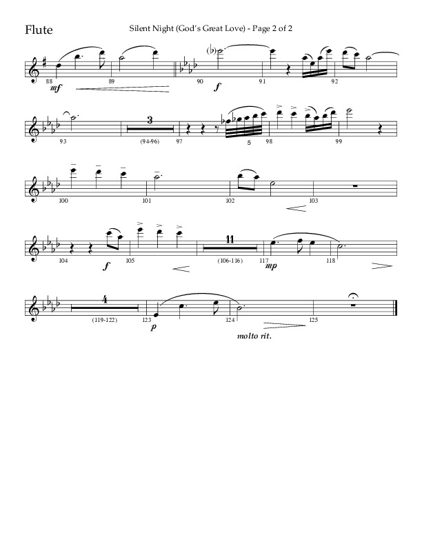 Silent Night (God’s Great Love) (Choral Anthem SATB) Flute (Arr. Cliff Duren / Lifeway Choral)